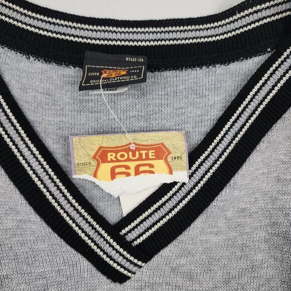 Route 66 Sweater Mens Large Gray Vintage L/S V-Neck Pullover USA NWT - Picture 4 of 7